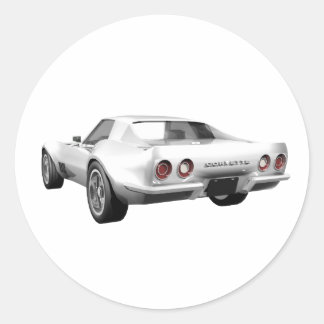 1970 Corvette Sportwagen: Weißes Finish Runder Aufkleber