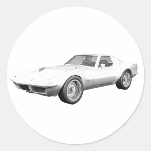 1970 Corvette Sportwagen: Weißes Finish Runder Aufkleber