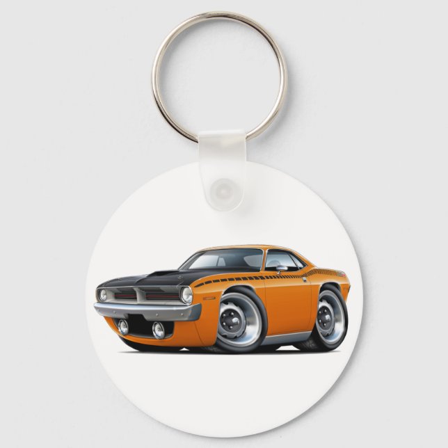 1970 Cuda AAR Orange Car Schlüsselanhänger (Vorderseite)
