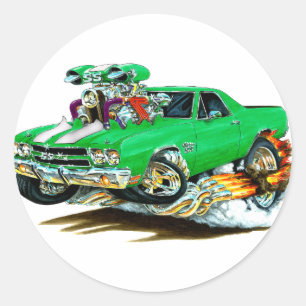 1970 El Camino Green-White Truck Runder Aufkleber