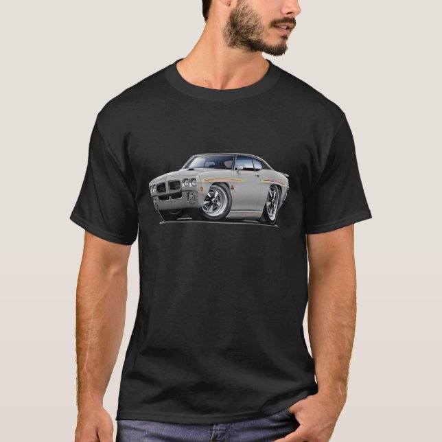 1970 GTO Richter-Silber-Schwarzes Spitzenauto T-Shirt (Vorderseite)