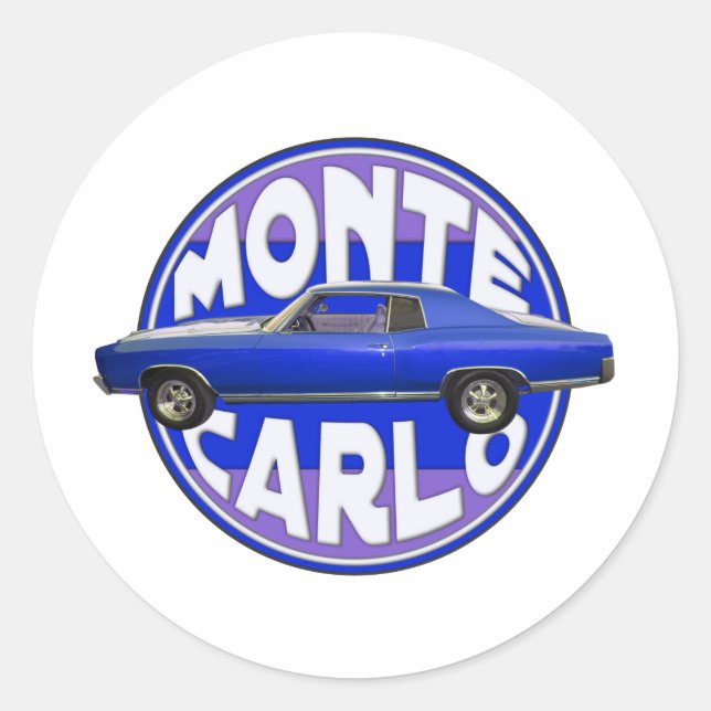 1970 Monte Carlo Mitternacht blau Runder Aufkleber (Vorderseite)