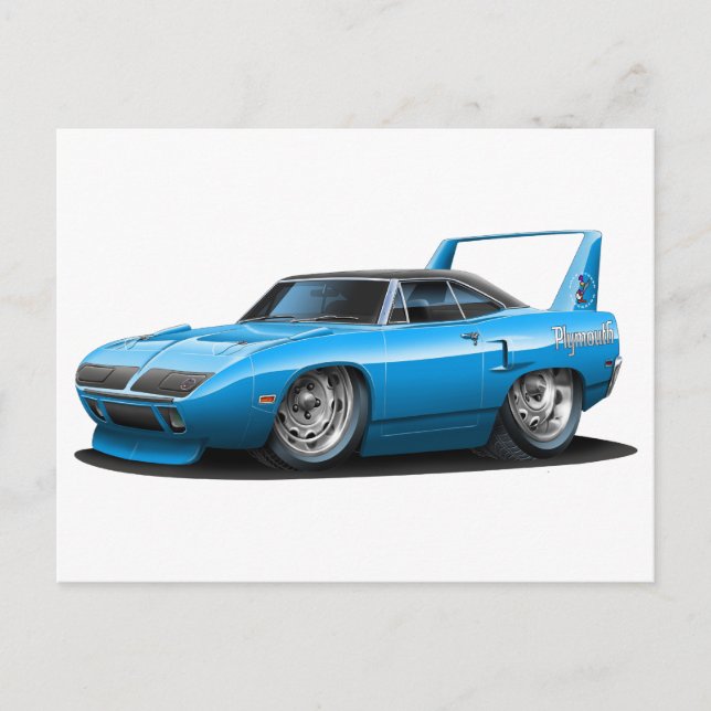 1970 Plymouth Superbird Blue Car Postkarte (Vorderseite)