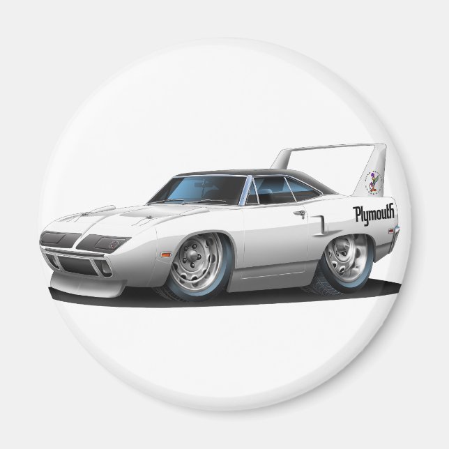 1970 Plymouth Superbird White Car Magnet (Vorne)