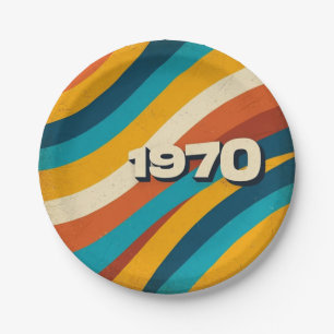 1970 Retro Paper Teller Vintag 70er Groovy Streife
