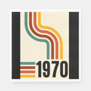 1970 Retro Stripe Vintag Rainbow Poster Style Serviette
