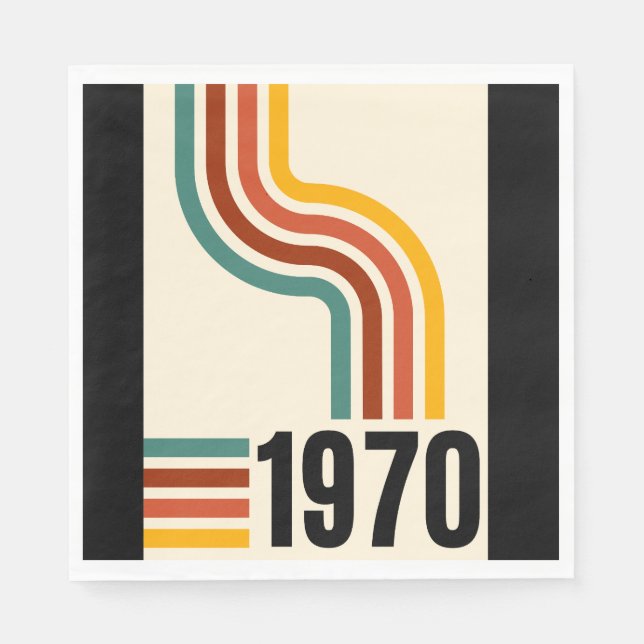 1970 Retro Stripe Vintag Rainbow Poster Style Serviette (Vorderseite)