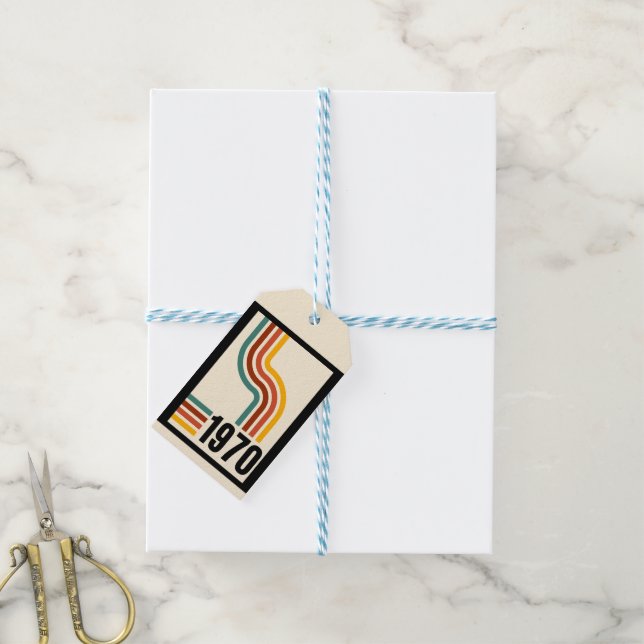 1970 Retro Stripe Vintage Poster Geschenkanhänger (Mit Garn)