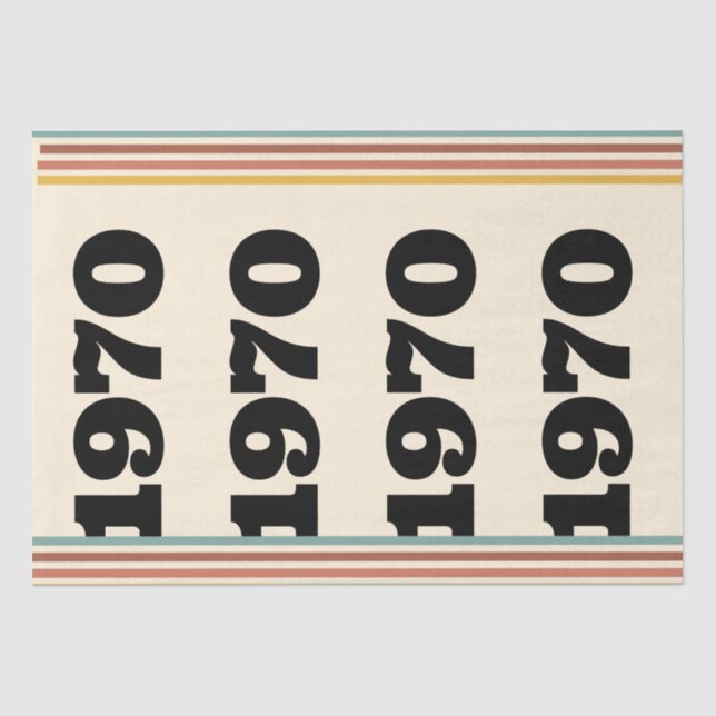 1970 Retro Vintage Poster Geburtstag oder Wiederse Seidenpapier (Vorderseite)