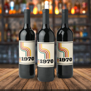 1970 Retro-Vintage-Poster Geburtstag oder Wiederse Weinetikett