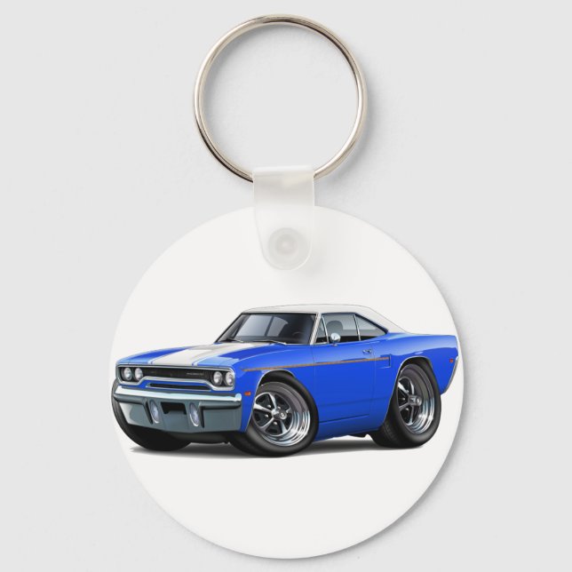 1970 Roadrunner Blue-White Top Schlüsselanhänger (Vorderseite)