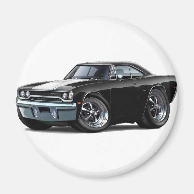 1970 Roadrunner Schwarz-Weiß Magnet (Vorne)