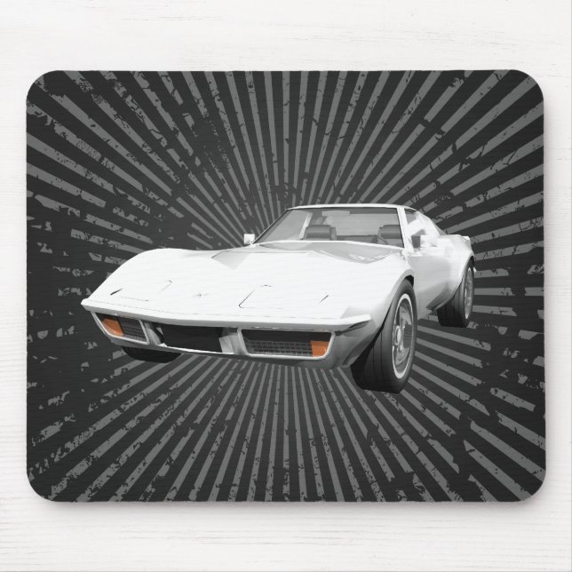 1970 Sportwagen Corvette: Weißes Finish: Mousepad (Vorne)