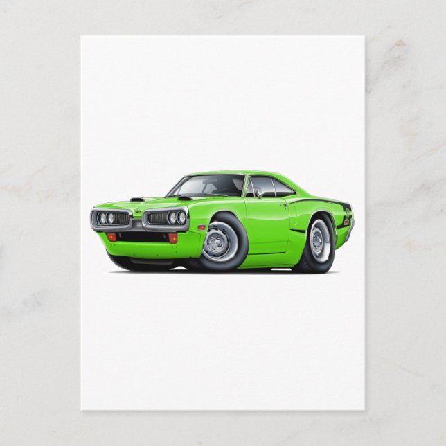 1970 Super Bee Limon-Black C-Stripe Scoop Hood Postkarte (Vorderseite)
