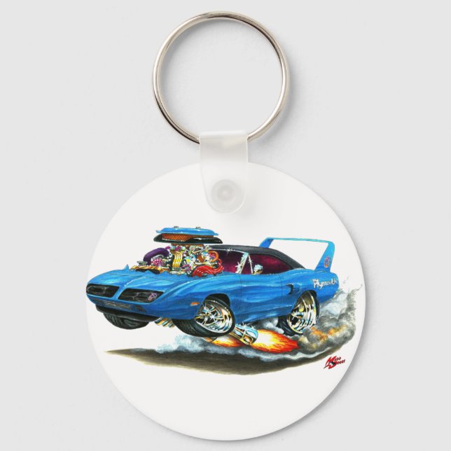 1970 Superbird Blue Car Schlüsselanhänger (Vorderseite)