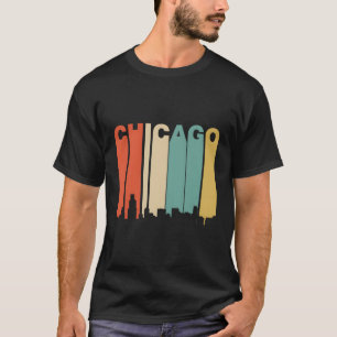 1970er Jahre Stil Chicago Illinois Skyline T-Shirt
