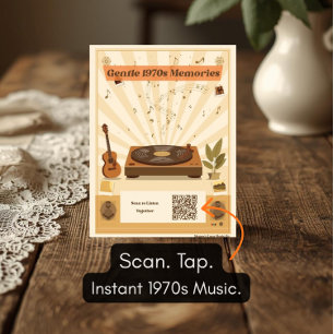 1970er-Musik-Playlist-Postkarte für Demenz Postkarte