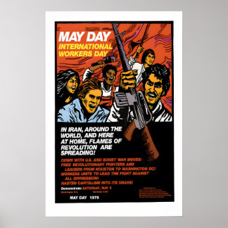 1970s Poster International worker's day Flames of
