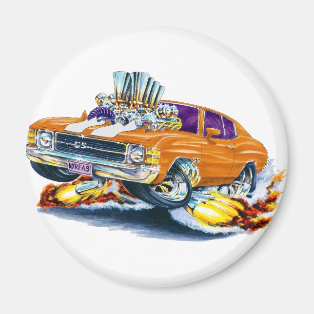 1971-72 Chevelle Orange-White Car Magnet (Vorne)