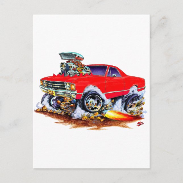 1971-72 El Camino Red 4x4 Monster Truck Postkarte (Vorderseite)