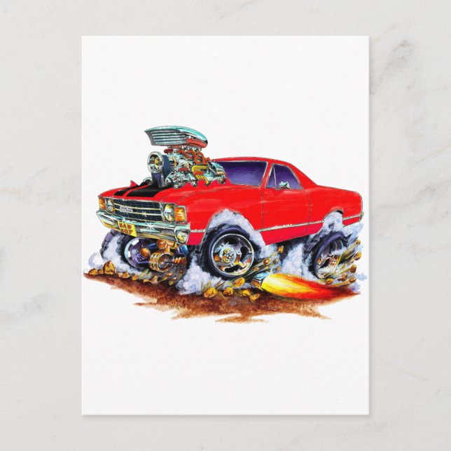 1971-72 El Camino Red-Black 4x4 Monster Truck Postkarte (Vorderseite)