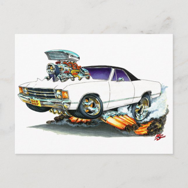 1971-72 El Camino White-Black Truck Postkarte (Vorderseite)