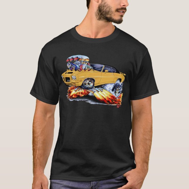 1971-72 GTO Gold-Schwarzes Auto T-Shirt (Vorderseite)