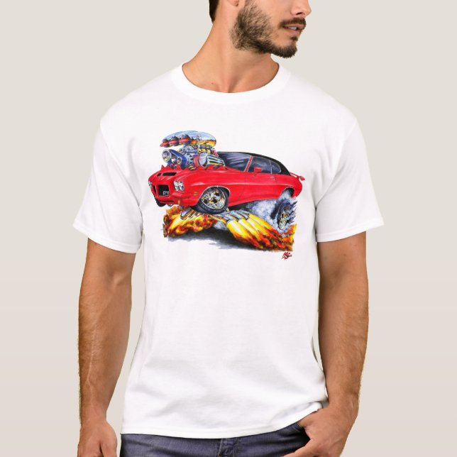 1971-72 GTO Rot-Schwarzes Auto T-Shirt (Vorderseite)