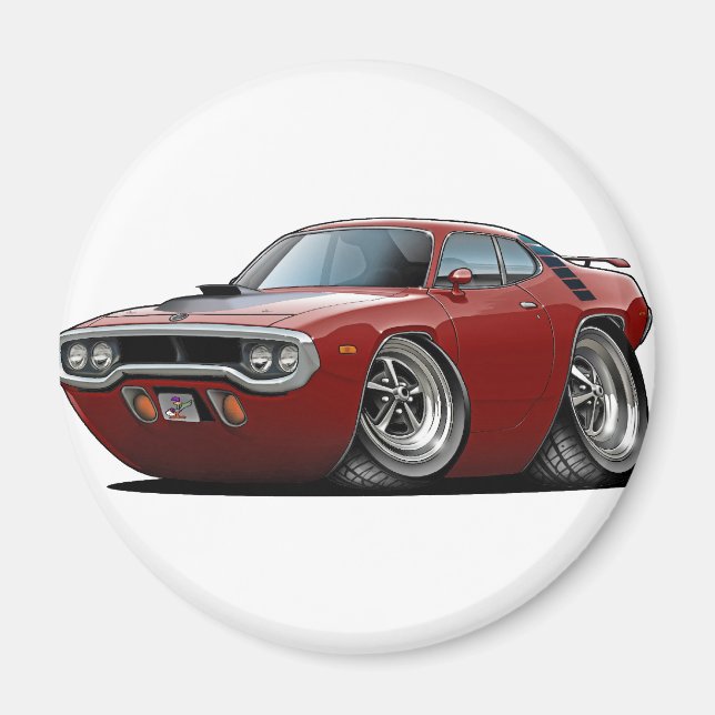 1971-72 Roadrunner Maroon-Black Car Magnet (Vorne)