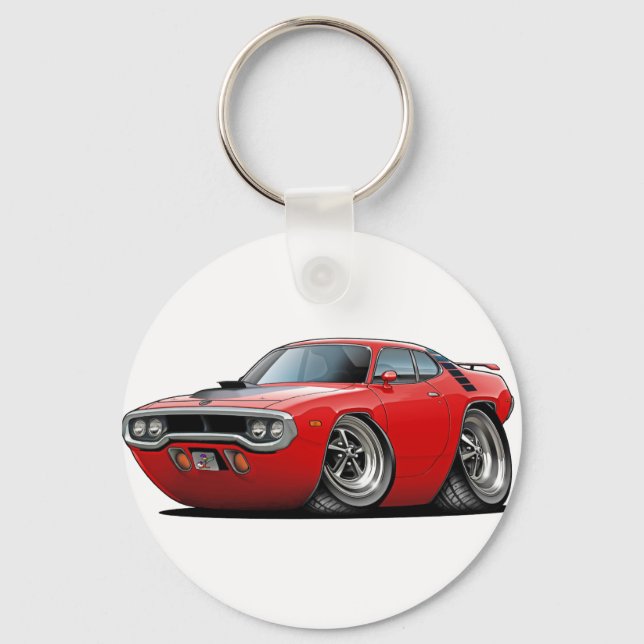 1971-72 Roadrunner Rot-Schwarz-Auto Schlüsselanhänger (Vorderseite)