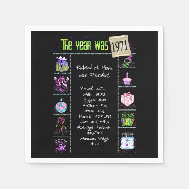 1971 Geburtstag Trivia Napkins Serviette (Vorderseite)