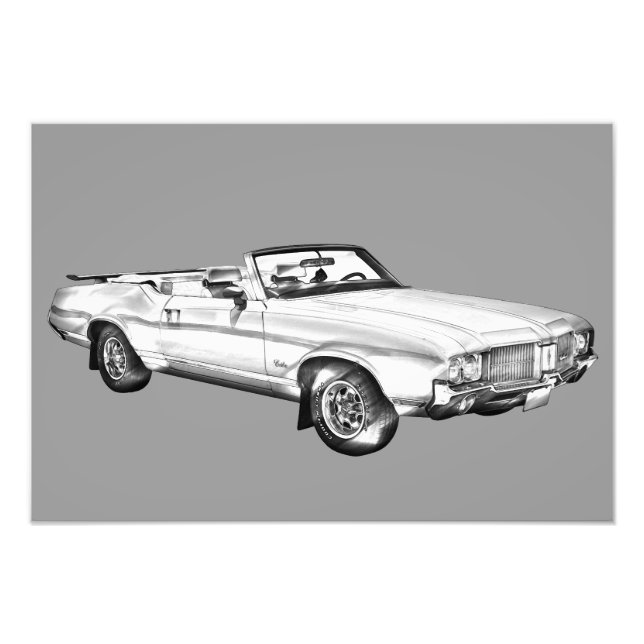 1971 Oldsmobile Cutlass Supreme Car Illustration Fotodruck (Vorne)