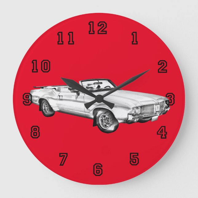 1971 Oldsmobile Cutlass Supreme Car Illustration Große Wanduhr (Vorderseite)