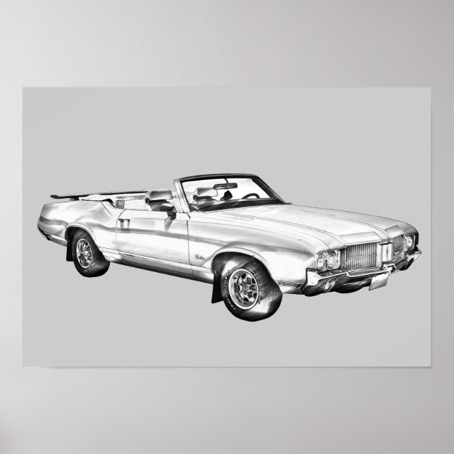 1971 Oldsmobile Cutlass Supreme Car Illustration Poster (Vorne)