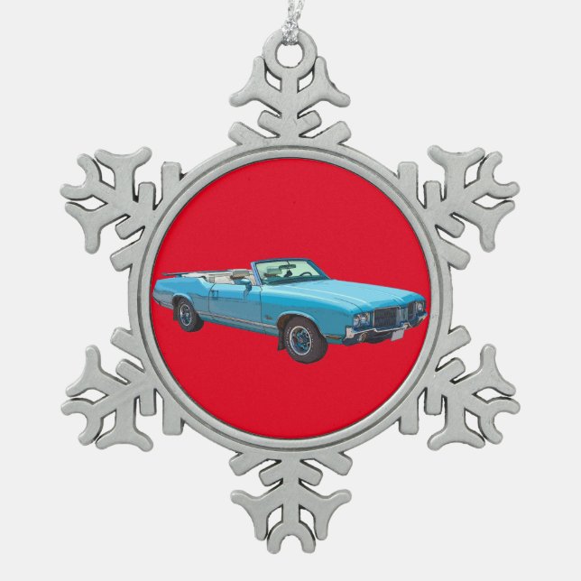 1971 Oldsmobile Cutlass Supreme Muscle Car Schneeflocken Zinn-Ornament (Vorderseite)