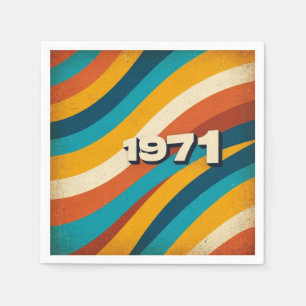 1971 Retro Paper Napkin Vintager 70er Groovy Strei Serviette