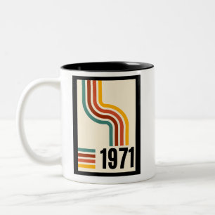 1971 Retro Stripe Rainbow 54. Geburtstag Zweifarbige Tasse