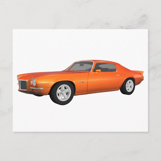 1972 Camaro: Muskelwagen: Orange Fertig: Postkarte (Vorderseite)