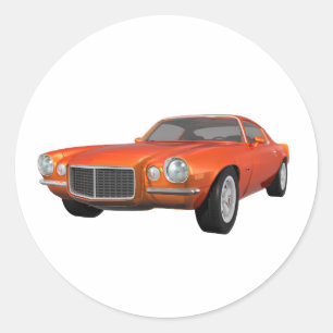 1972 Camaro: Muskelwagen: Orange Fertig: Runder Aufkleber