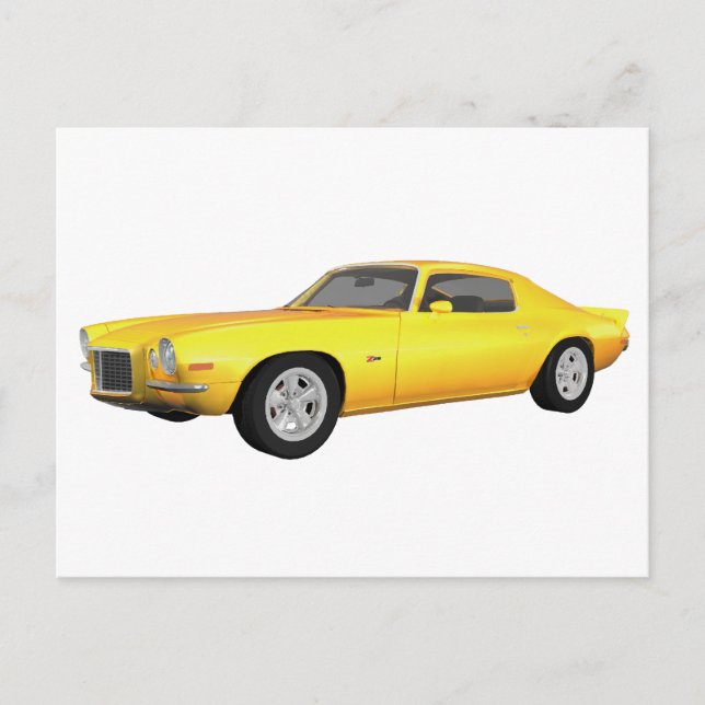 1972 Camaro Z28: Muskelwagen: Gelb Fertig: Postkarte (Vorderseite)