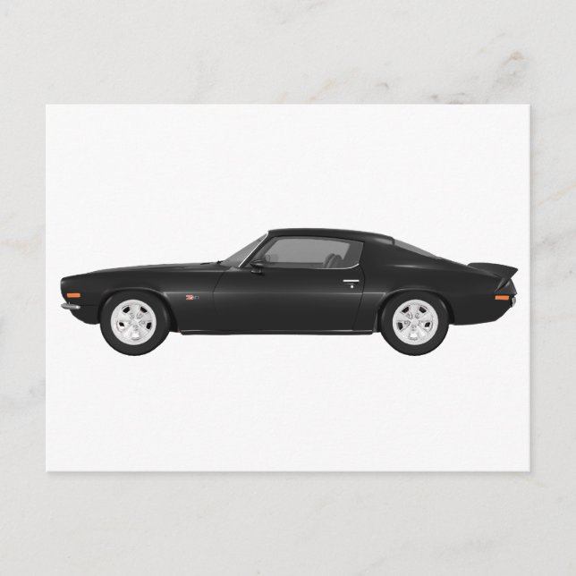 1972 Camaro Z28: Muskelwagen: Schwarze Finish Postkarte (Vorderseite)