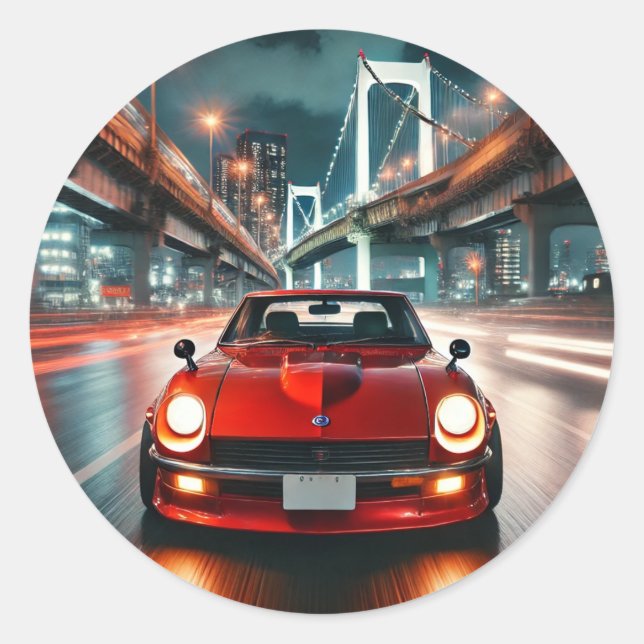 1972 Datsun 240Z  nissan tokyo Car japan japanese Runder Aufkleber (Vorderseite)