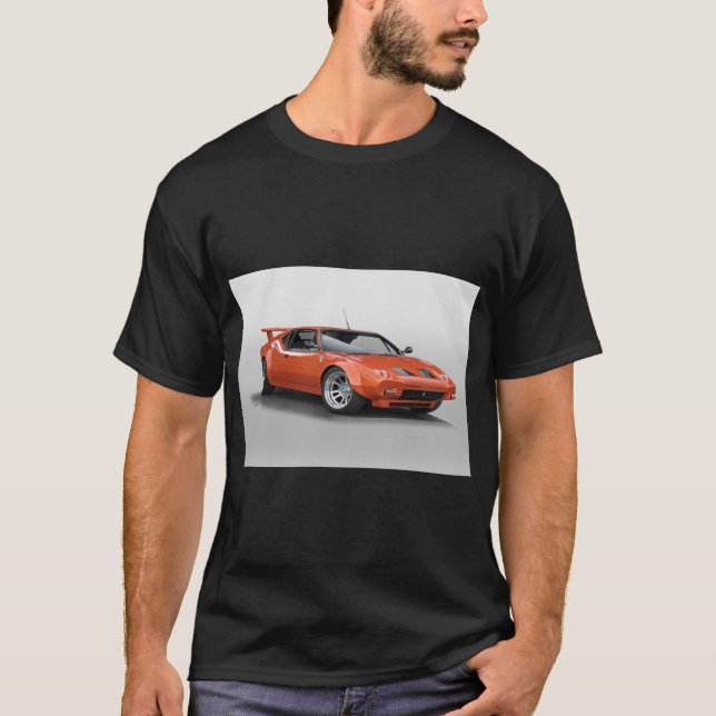 1972 De Tomaso 'Modified' Pantera Gerahmt Art Prin T-Shirt (Vorderseite)