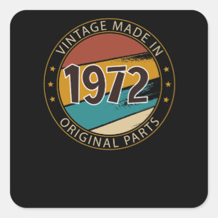 1972 Geburtstag im Vintage-Stil Quadratischer Aufkleber