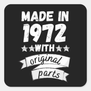 1972 mit Originalteilen hergestellt, Quadratischer Aufkleber