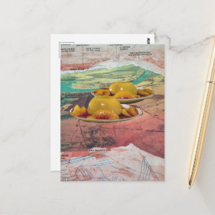 1972 Pfirsiche verwandelten surrealistische Berge Postkarte