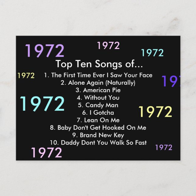 1972 Songs Postkarte (Vorderseite)