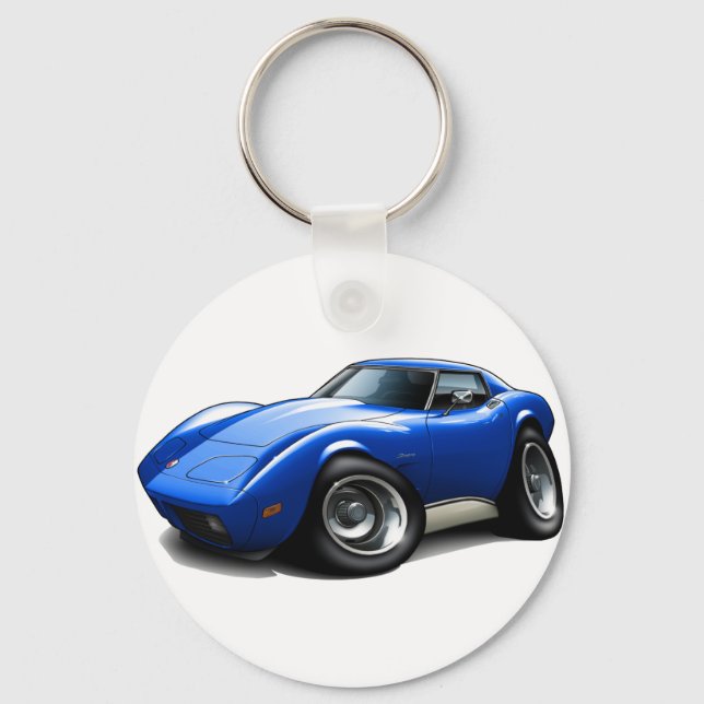 1973-76 Corvette Blue Car Schlüsselanhänger (Vorderseite)