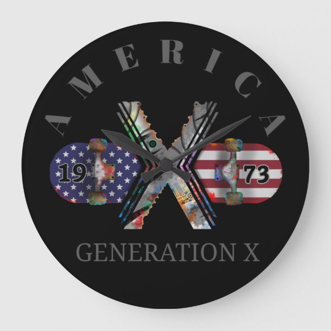 1973 Generation X American Skateboard Große Wanduhr (Vorderseite)