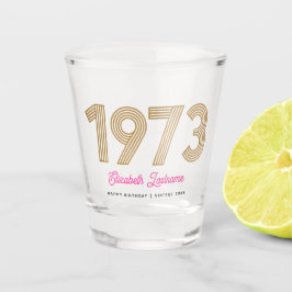 1973 Gold und Pink 50. Geburtstagsschussglas Schnapsglas